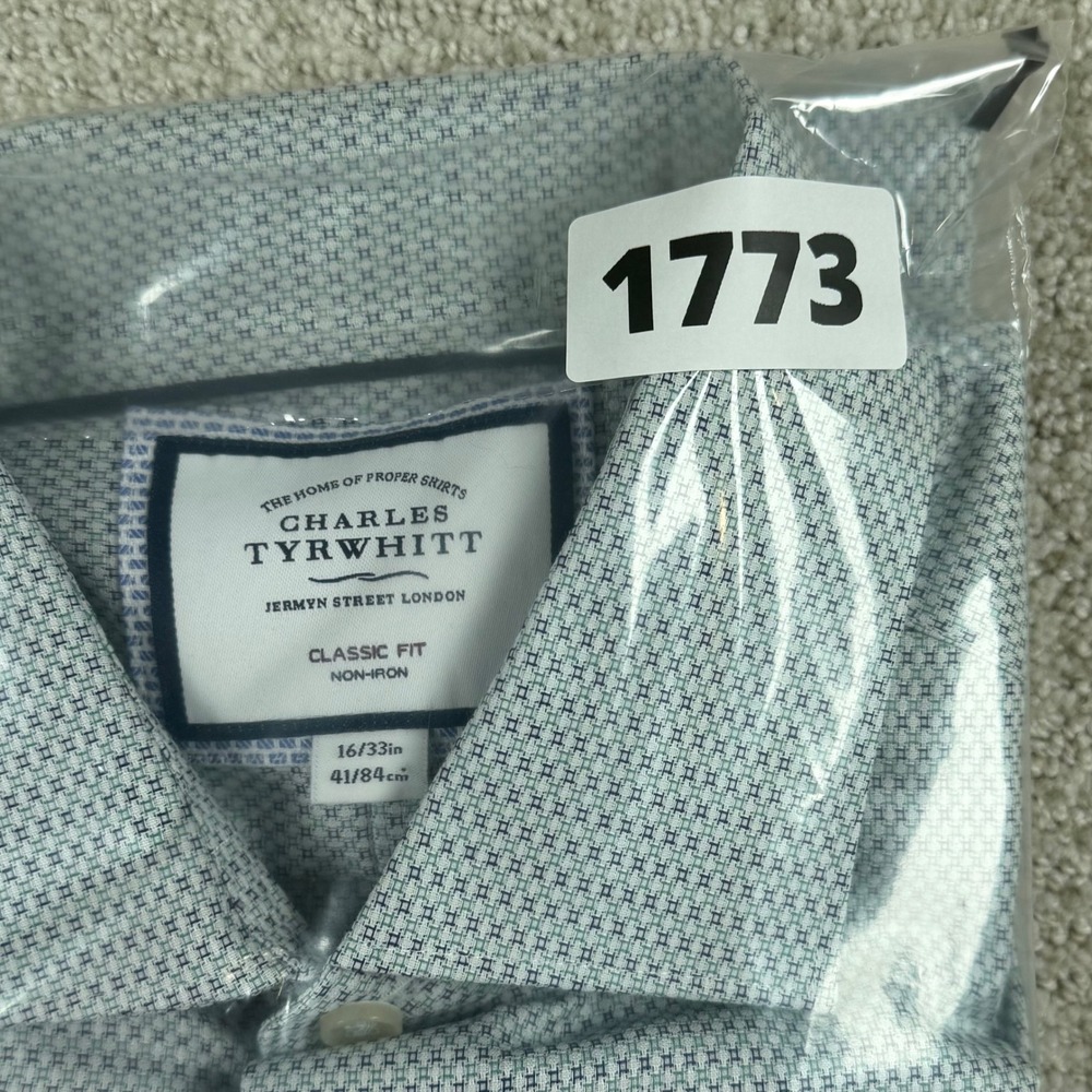 NEW Charles Tyrwhitt Mens 16/33 Non-Iron Classic Fit Long Sleeve Button Up Shirt - Picture 7 of 7